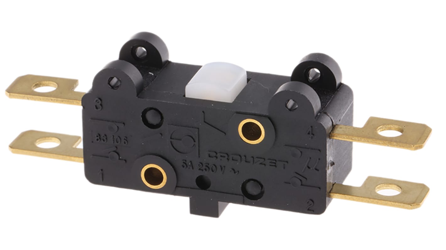Crouzet Plunger Limit Switch, NO/NC, SPDT, Polyamide Housing, 250V ac Max,  17.5A Max
