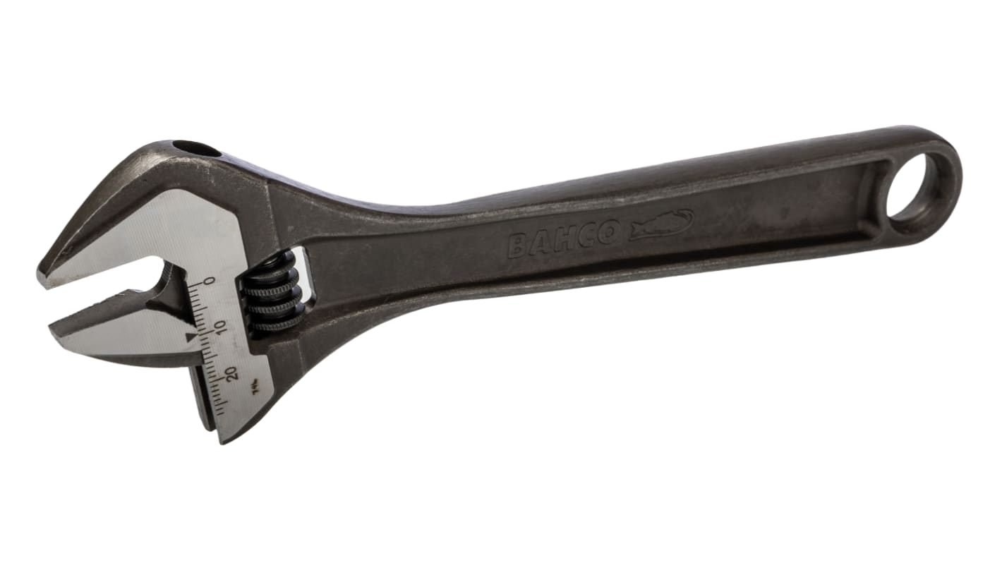 Bahco Adjustable Spanner, 205 mm Overall, 27mm Jaw Capacity, Metal Handle