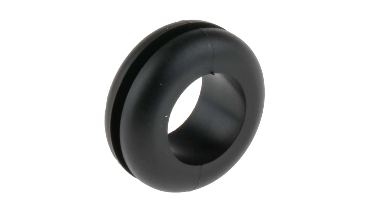 RS PRO Kabeltülle bis Ø 9.5mm Loch ø 12.5mm PVC Schwarz