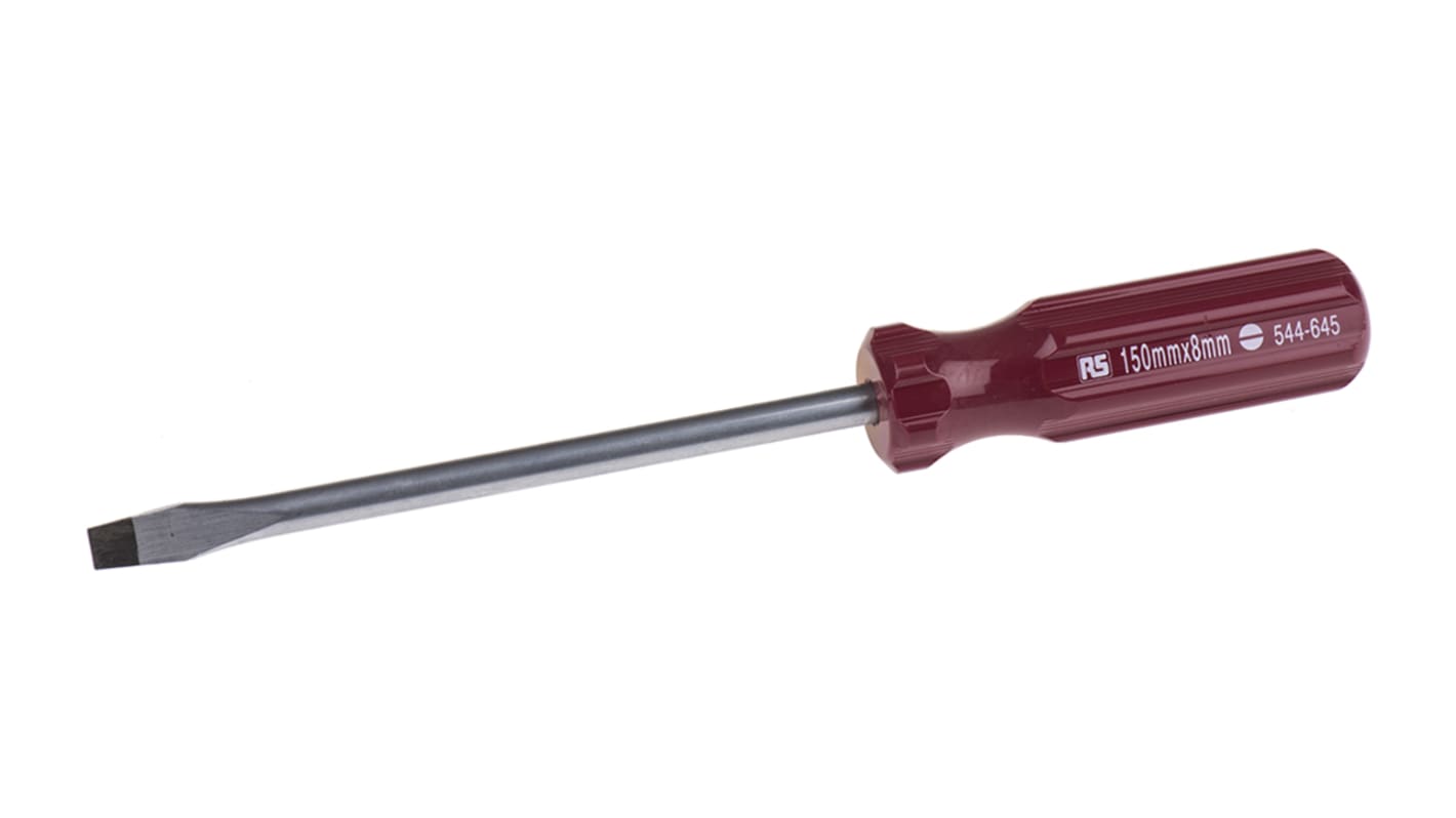 RS Pro 6 in Chrome Vanadium Steel Standard Screwdriver, Flared 5/16 in Tip, Cellulose Acetate