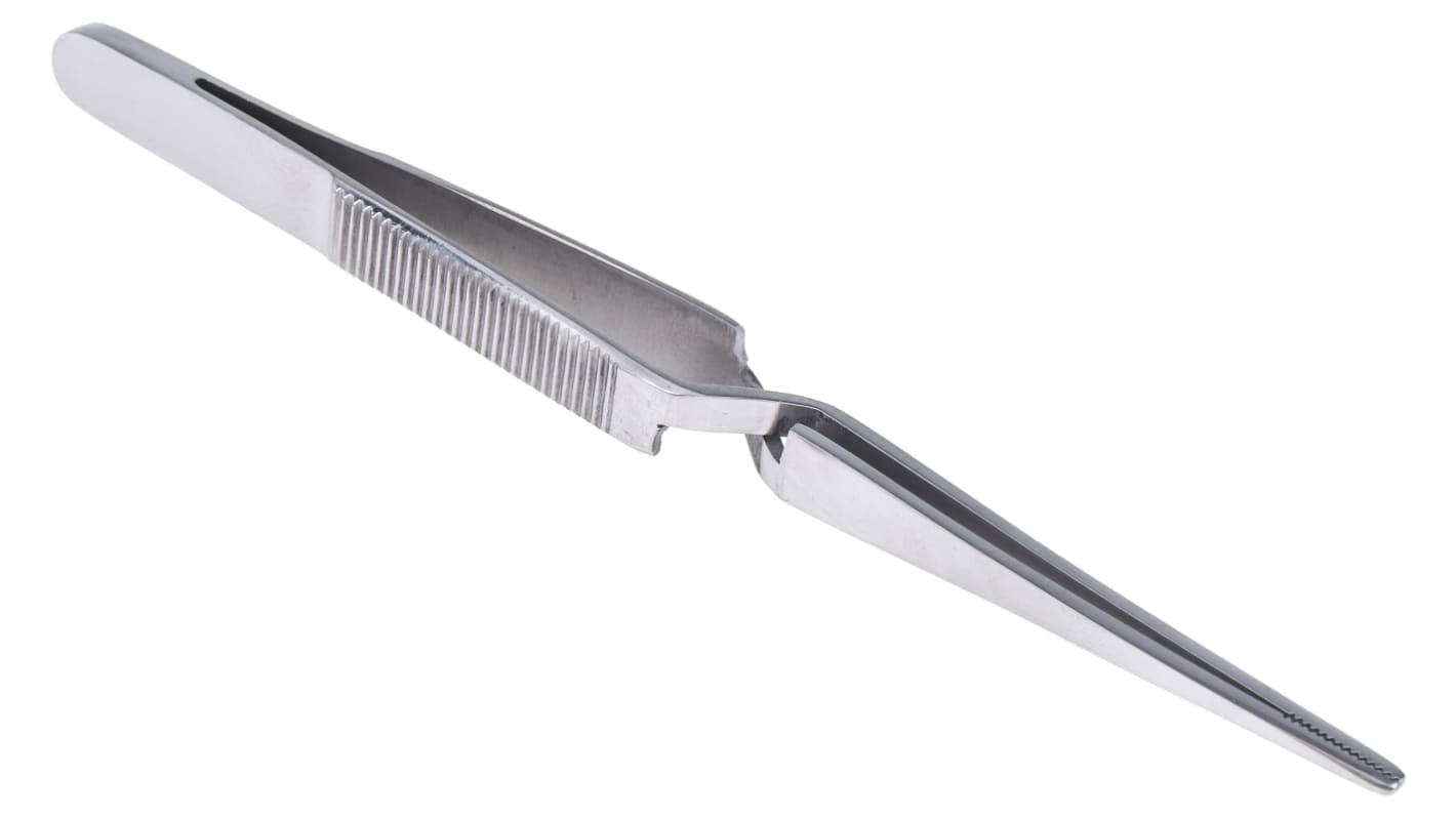 Brucelles RS PRO pointe Dentelée en  en inox, L. 150 mm