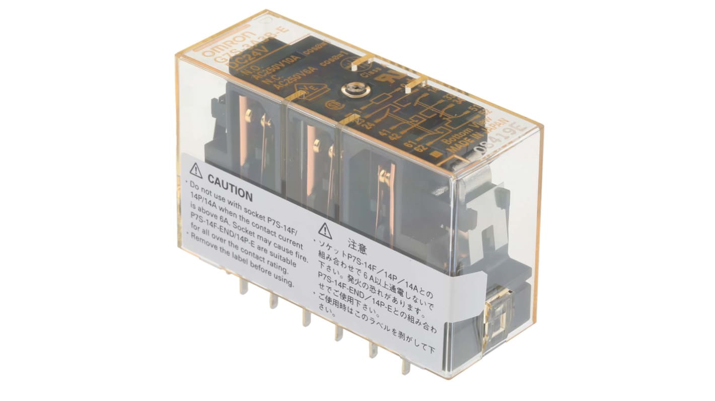 Omron PCB Mount Force Guided Relay, 24V dc Coil Voltage, 6 Pole, 3PST-NO/3PST-NC