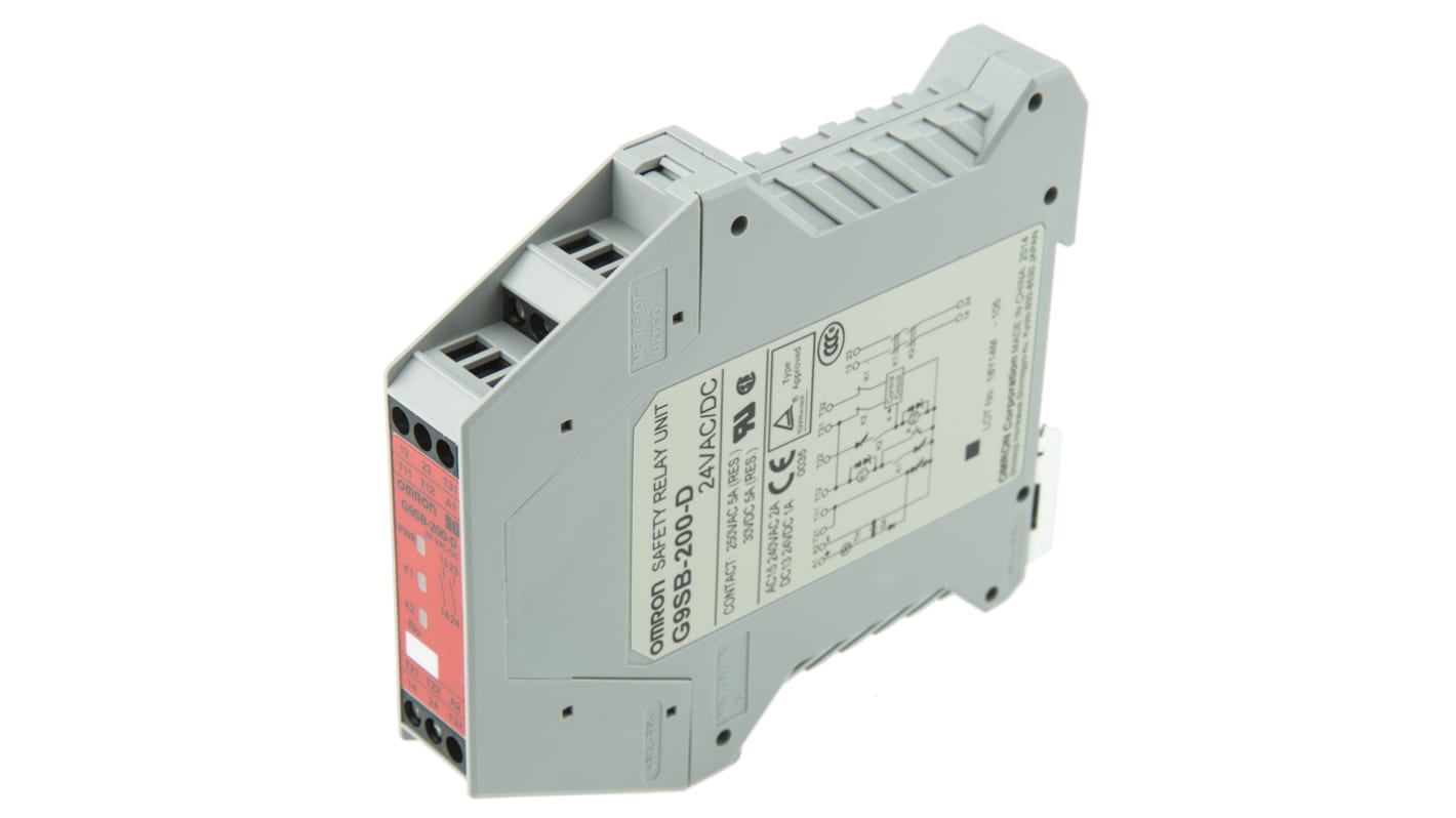 オムロン セーフティリレー, 24V ac/dc, 安全接点:2, 緊急停止 オムロン セーフティリレー, 24V ac/dc, 安全接点:2, 緊急停止