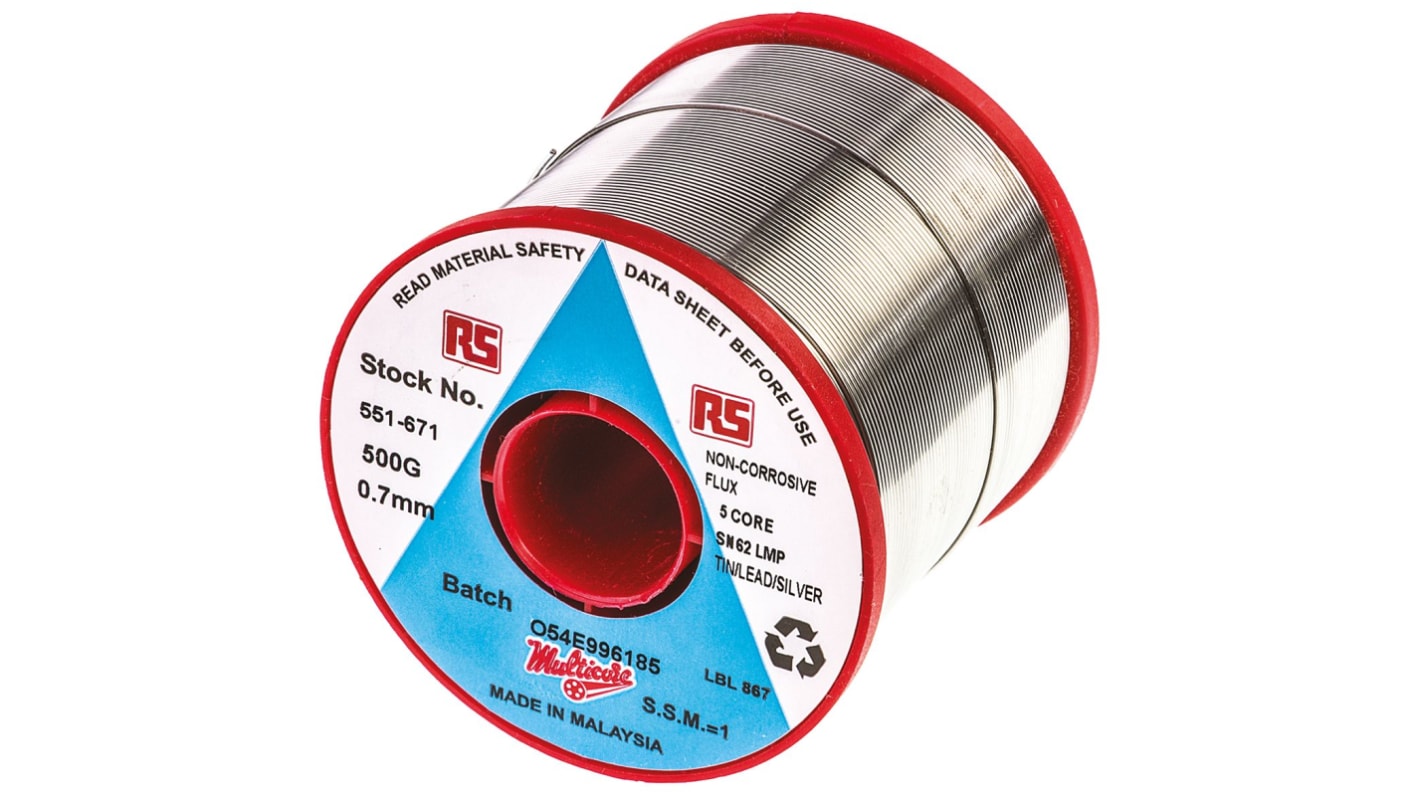 Multicore Wire, 0.7mm Lead solder, 179°C Melting Point