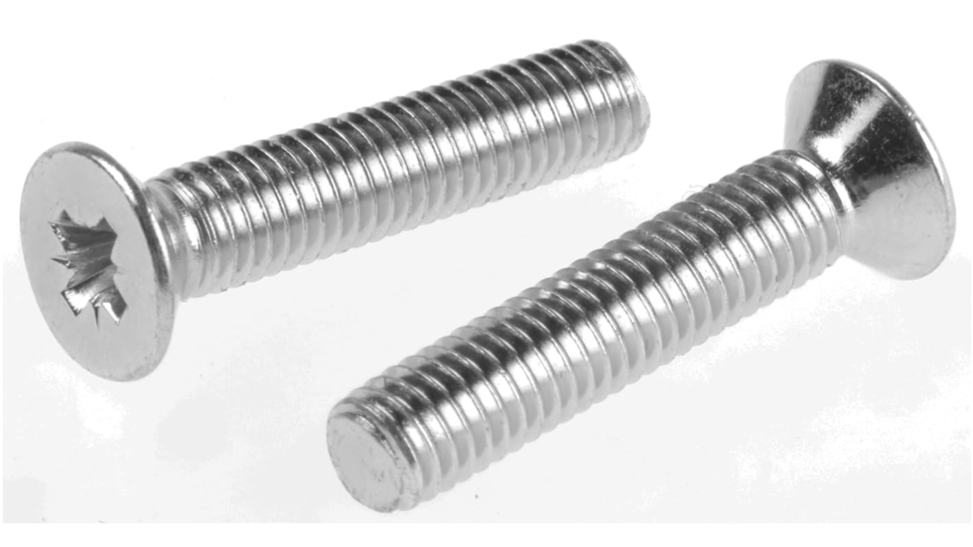 RS PRO Senkkopf Pozi Schrauben verzinkt, M5 x 25.0mm Stahl