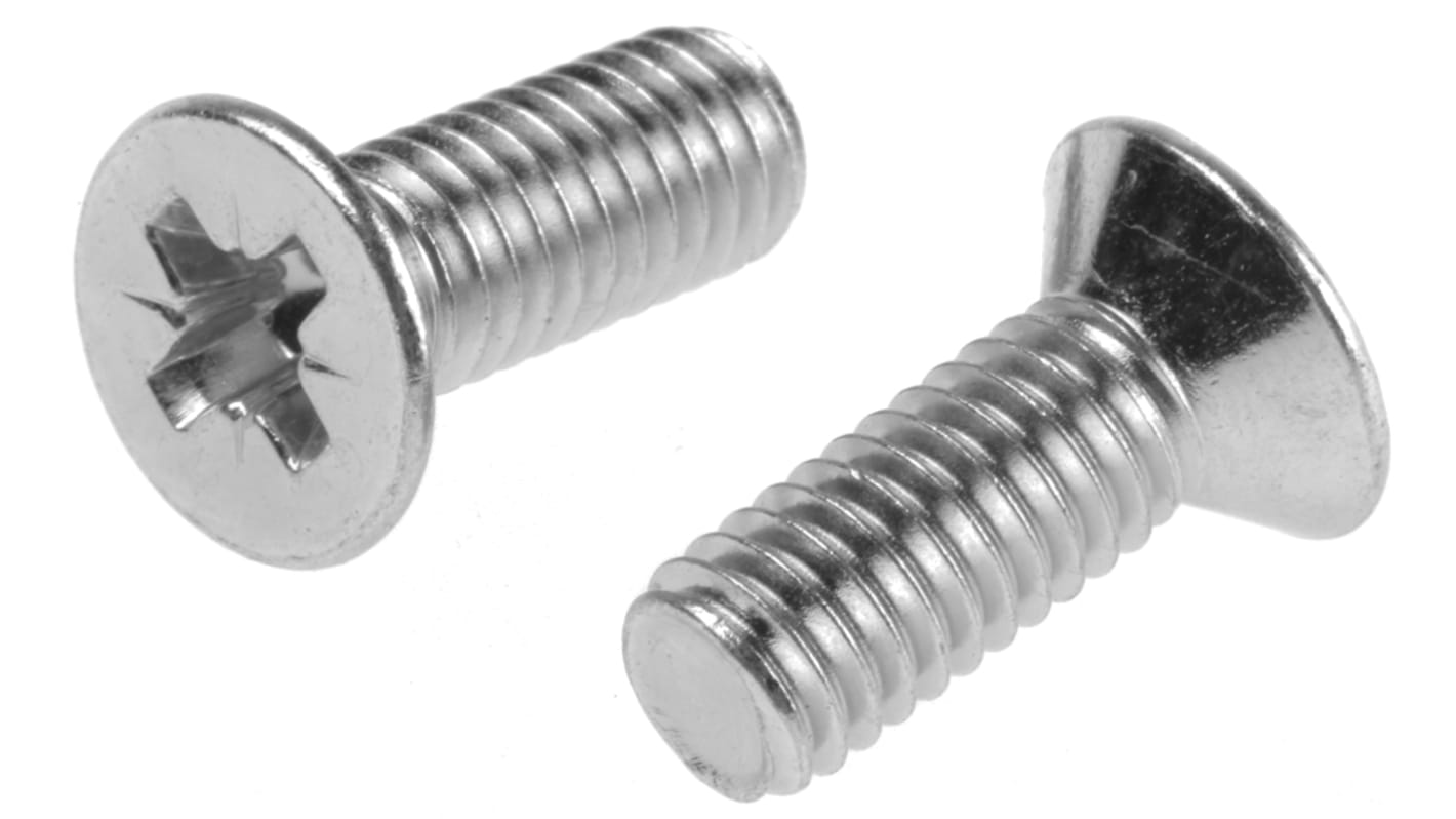 RS PRO Senkkopf Pozi Schrauben verzinkt, M6 x 16.0mm Stahl