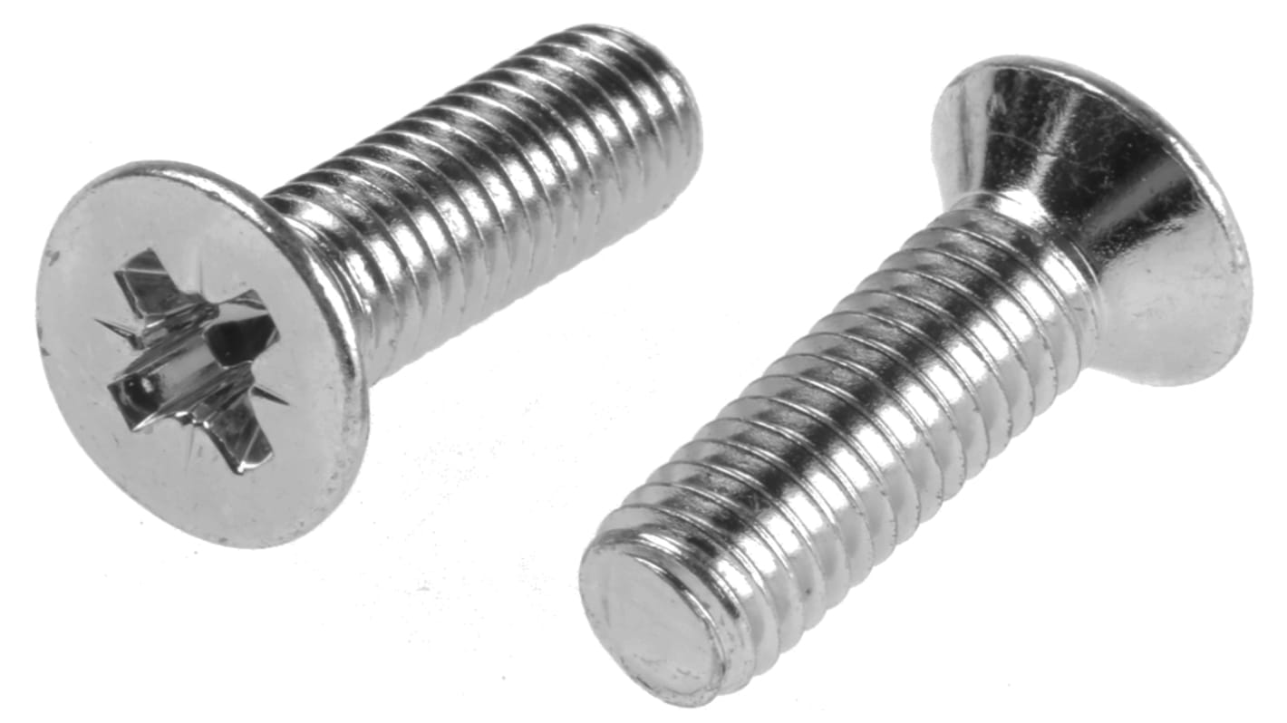 RS PRO Senkkopf Pozi Schrauben verzinkt, M6 x 20.0mm Stahl