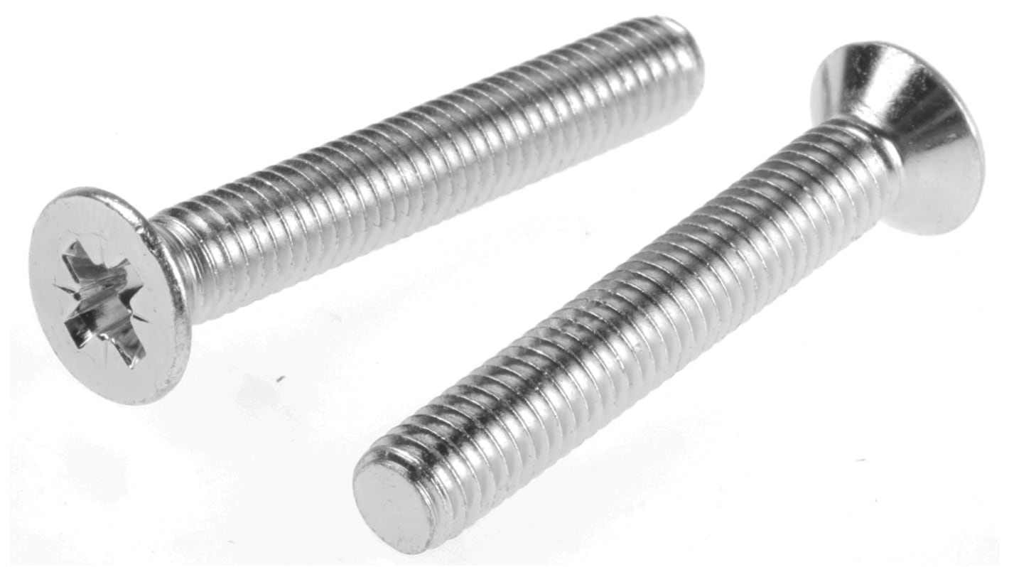 RS PRO Senkkopf Pozi Schrauben verzinkt, M6 x 40.0mm Stahl