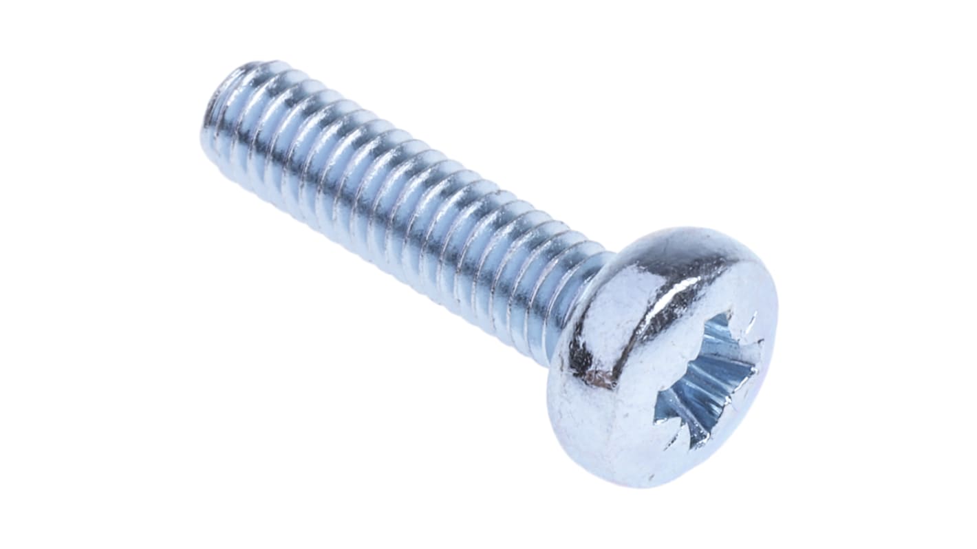 RS PRO Pozidriv Pan Steel Machine Screws DIN 7985Z, M4x16mm