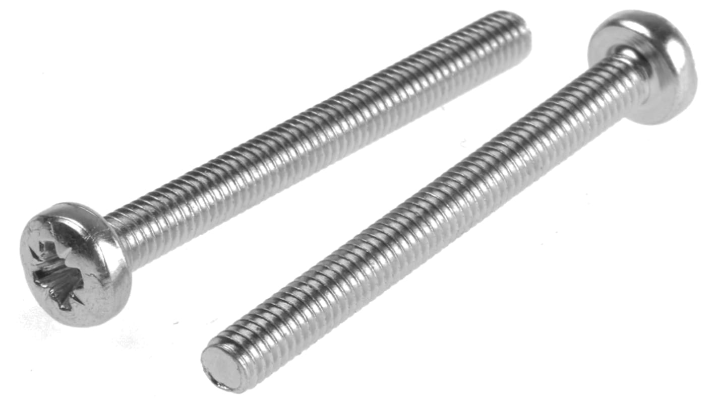 RS PRO Pozi Pan Steel Machine Screws DIN 7985, M4x40mm