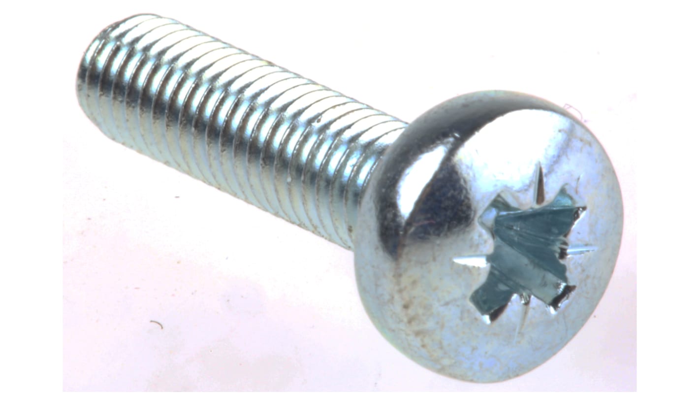 RS PRO Linsenkopf Pozidriv Schrauben verzinkt, M5 x 20.0mm Stahl