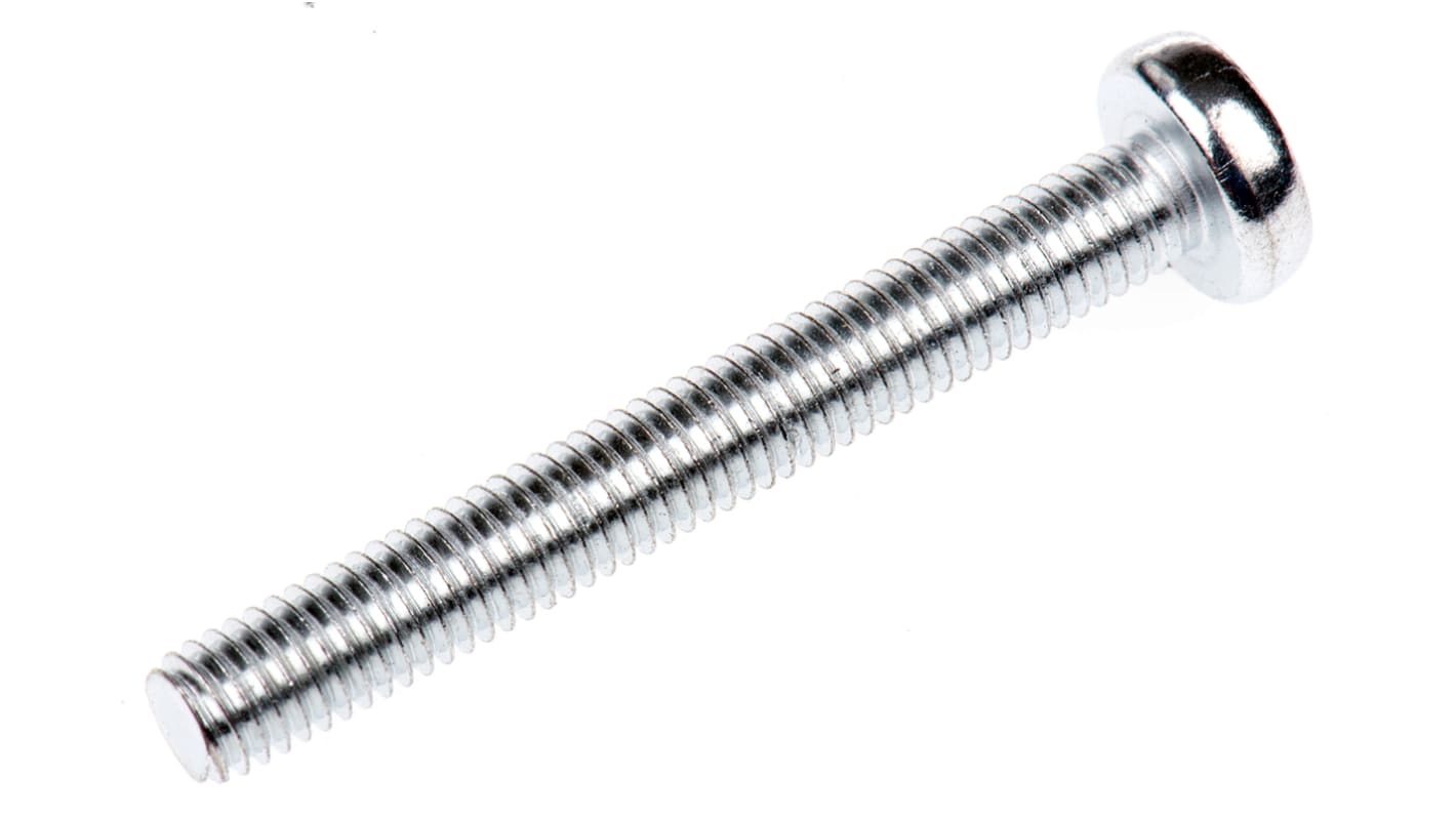 RS PRO Pozi Pan Steel Machine Screws DIN 7985 x 40.0mm