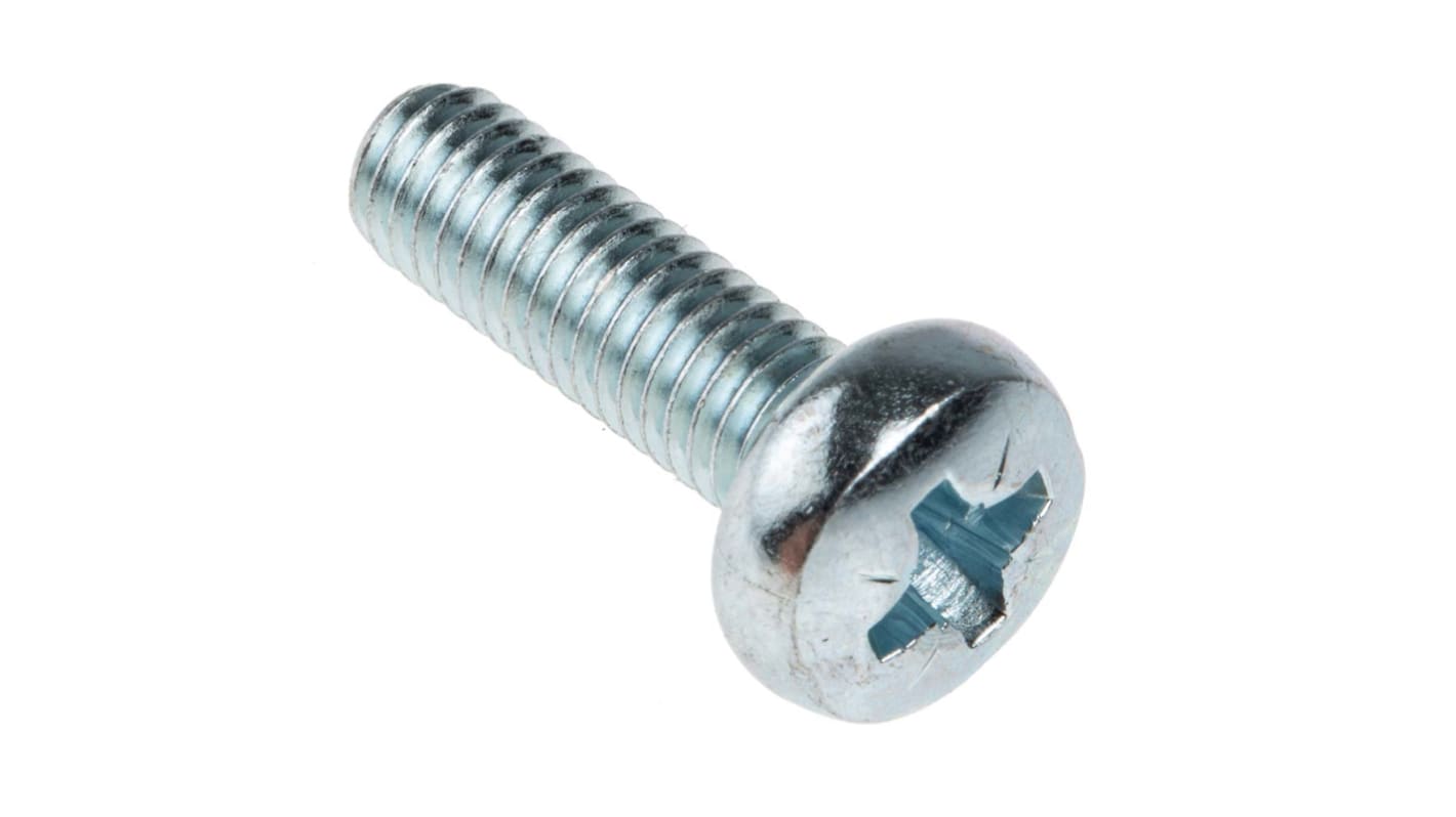 RS PRO Pozi Pan Steel Machine Screws DIN 7985, M6x20.0mm