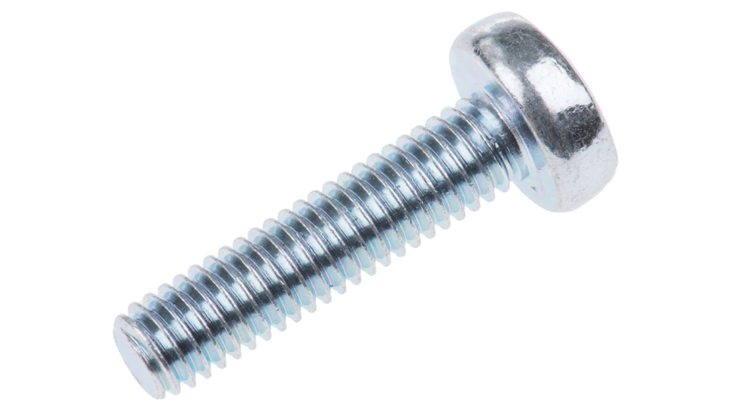 RS PRO Pozi Pan Steel Machine Screws DIN 7985, M6x25.0mm
