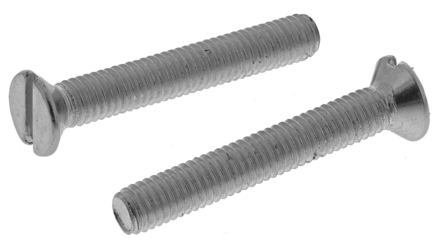 RS PRO Slot Countersunk Steel Machine Screws DIN 963, M3x20mm