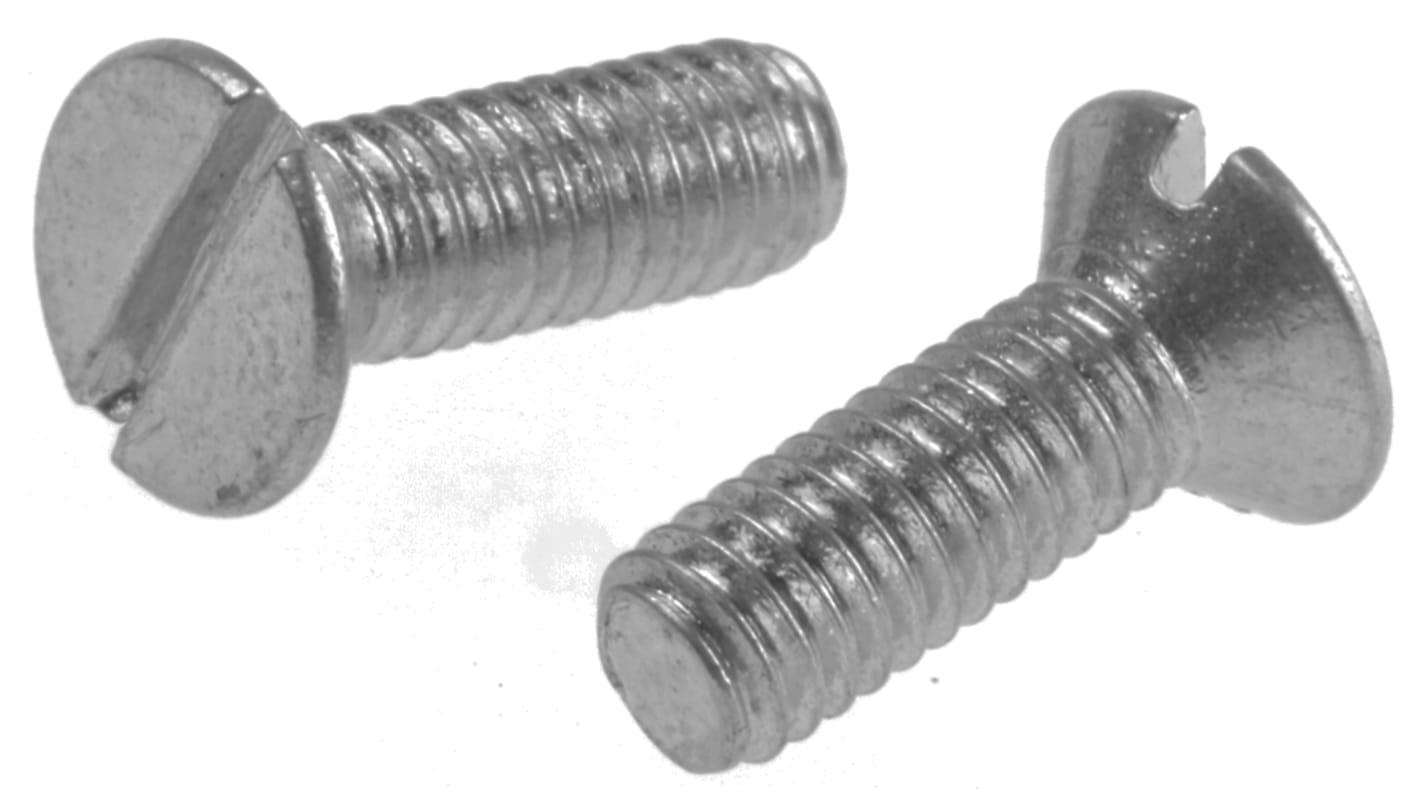 RS PRO Slot Countersunk Steel Machine Screws DIN 963, M4x12mm