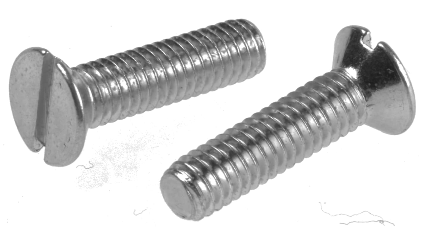 RS PRO Senkkopf Schlitz Schrauben verzinkt, M4 x 16.0mm Stahl