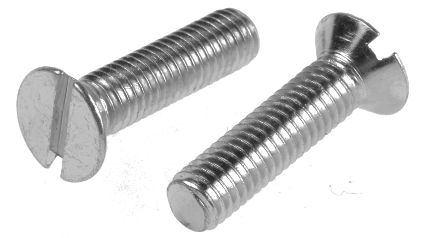 RS PRO Slot Countersunk Steel Machine Screws DIN 963, M5x20mm