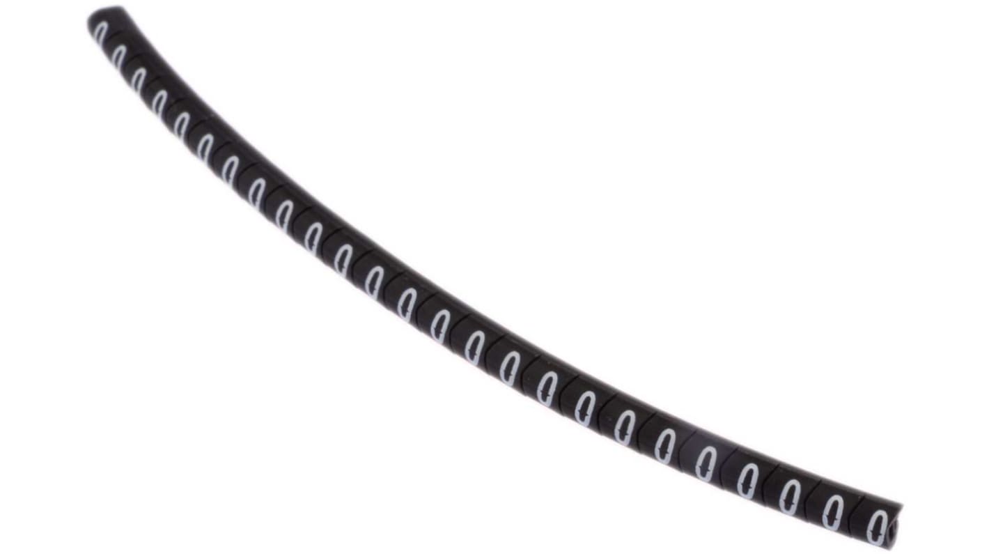 HellermannTyton Helagrip Slide On Cable Markers, White on Black, Pre-printed "0", 1 → 3mm Cable, for Cables &