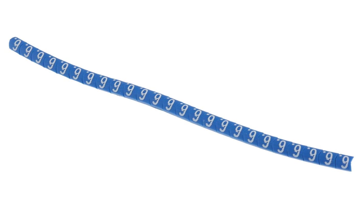 Marqueurs de câbles HellermannTyton Helagrip , Ø câble 1 → 3mm, texte : 6, Blanc sur Bleu