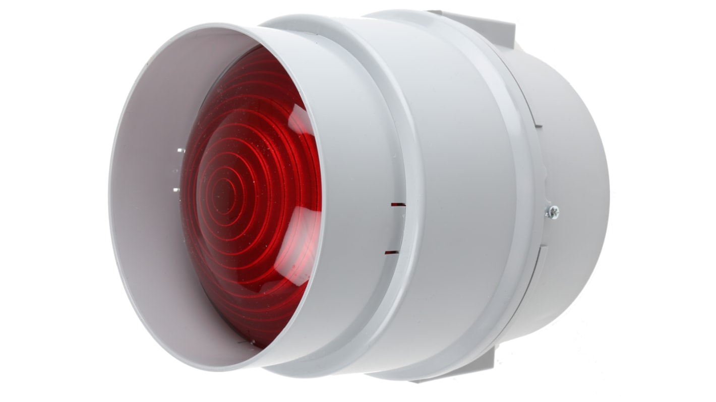 Werma 红色常亮白炽警示灯, 灰色外壳, 12 → 230 V 交流 / 直流, Φ150mm底座, 底座安装, IP65