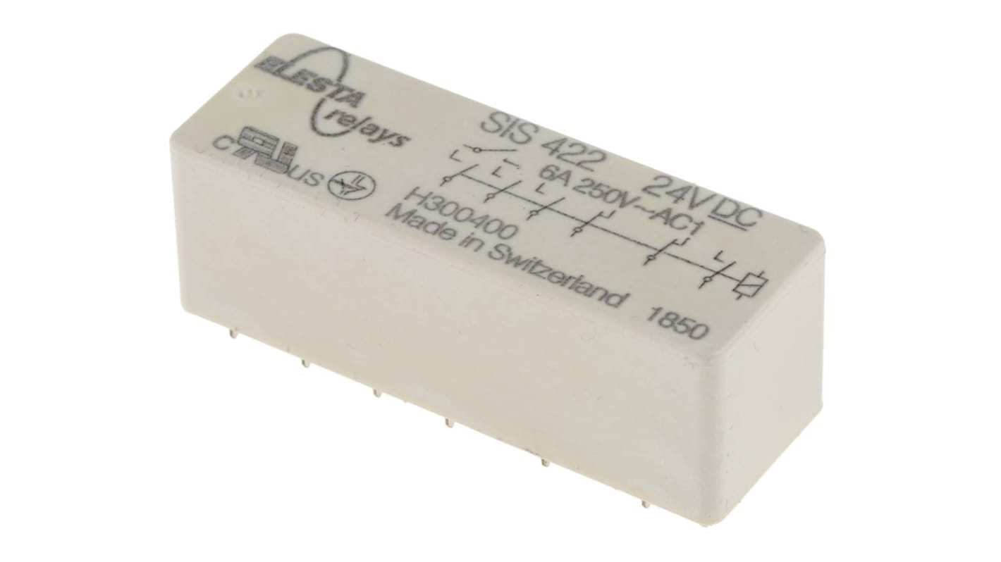 Elesta SIS 6 Zwangsgeführte Relais, Spule 24V dc / 0.66W / 6A, 4-poliger Wechsler, DPST