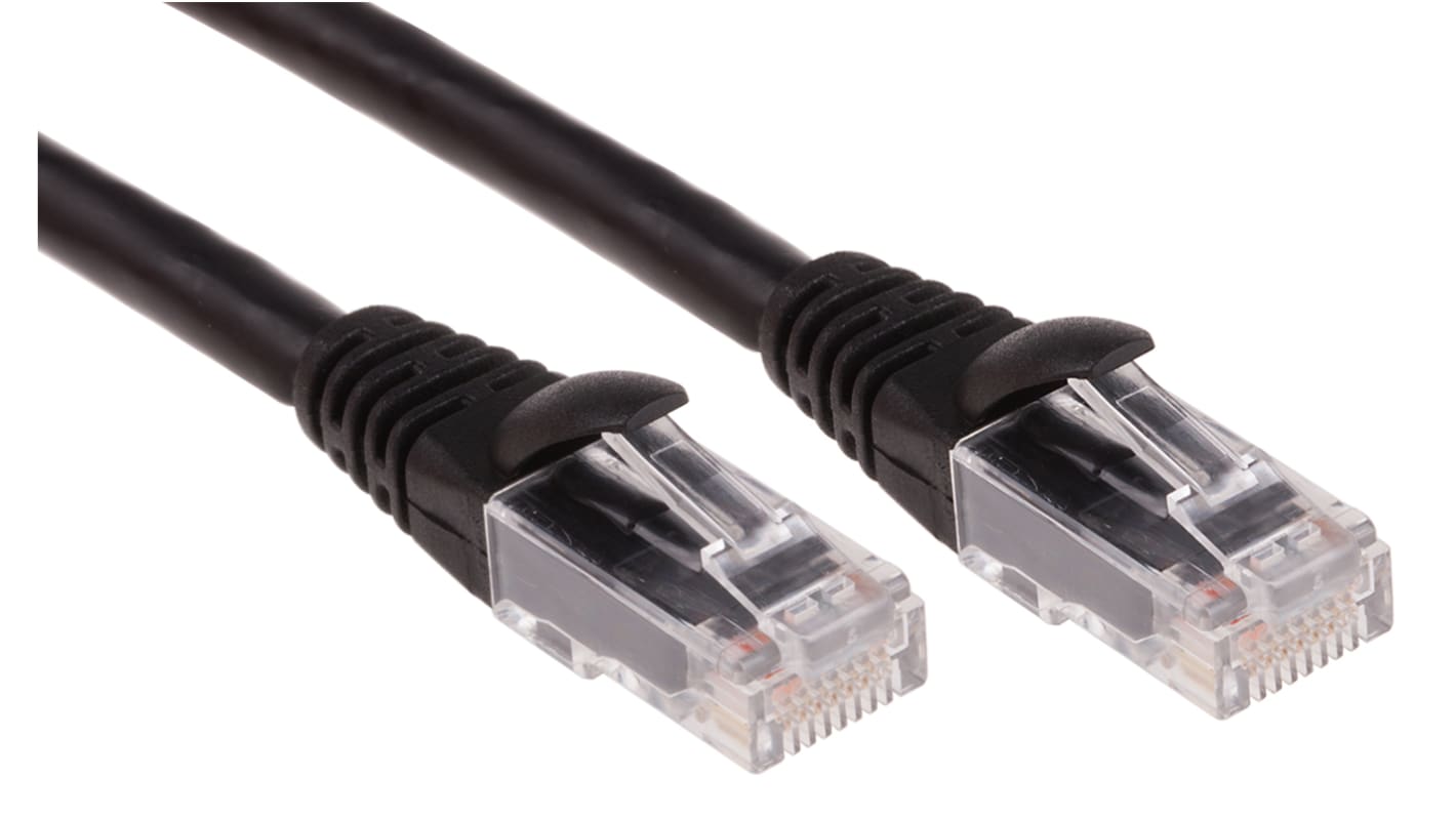 RS PRO, 1m Cat6, Black RJ45 to Male RJ45 Male, U/UTP Unshielded, Terminated LSZH Sheath