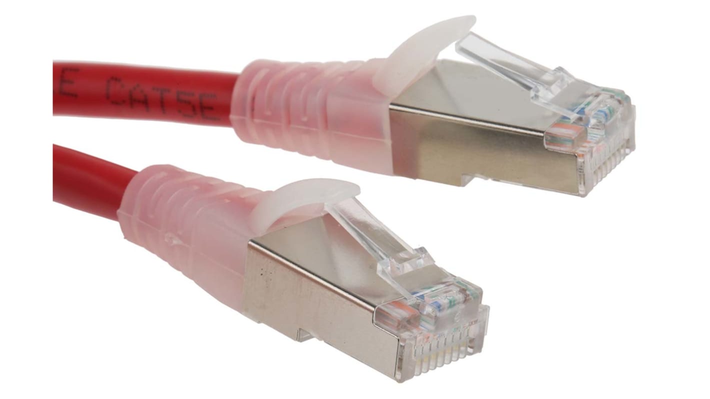 RS PRO, 5m Cat5e, Red RJ45 to Male RJ45 Male, F/UTP Shielded, Terminated PVC Sheath