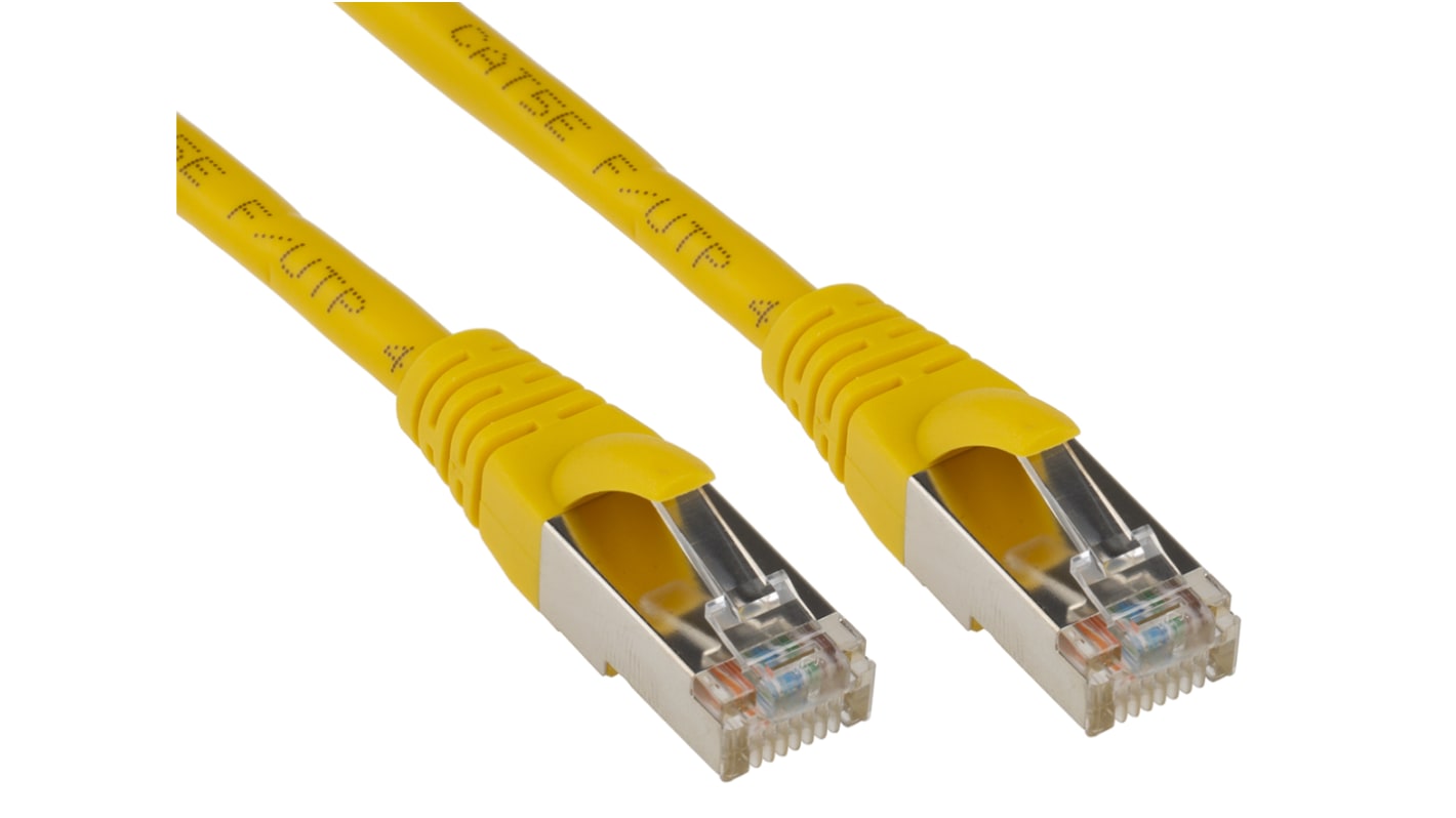 RS PRO, 1m Cat5e, Yellow RJ45 to Male RJ45 Male, F/UTP Shielded, Terminated PVC Sheath