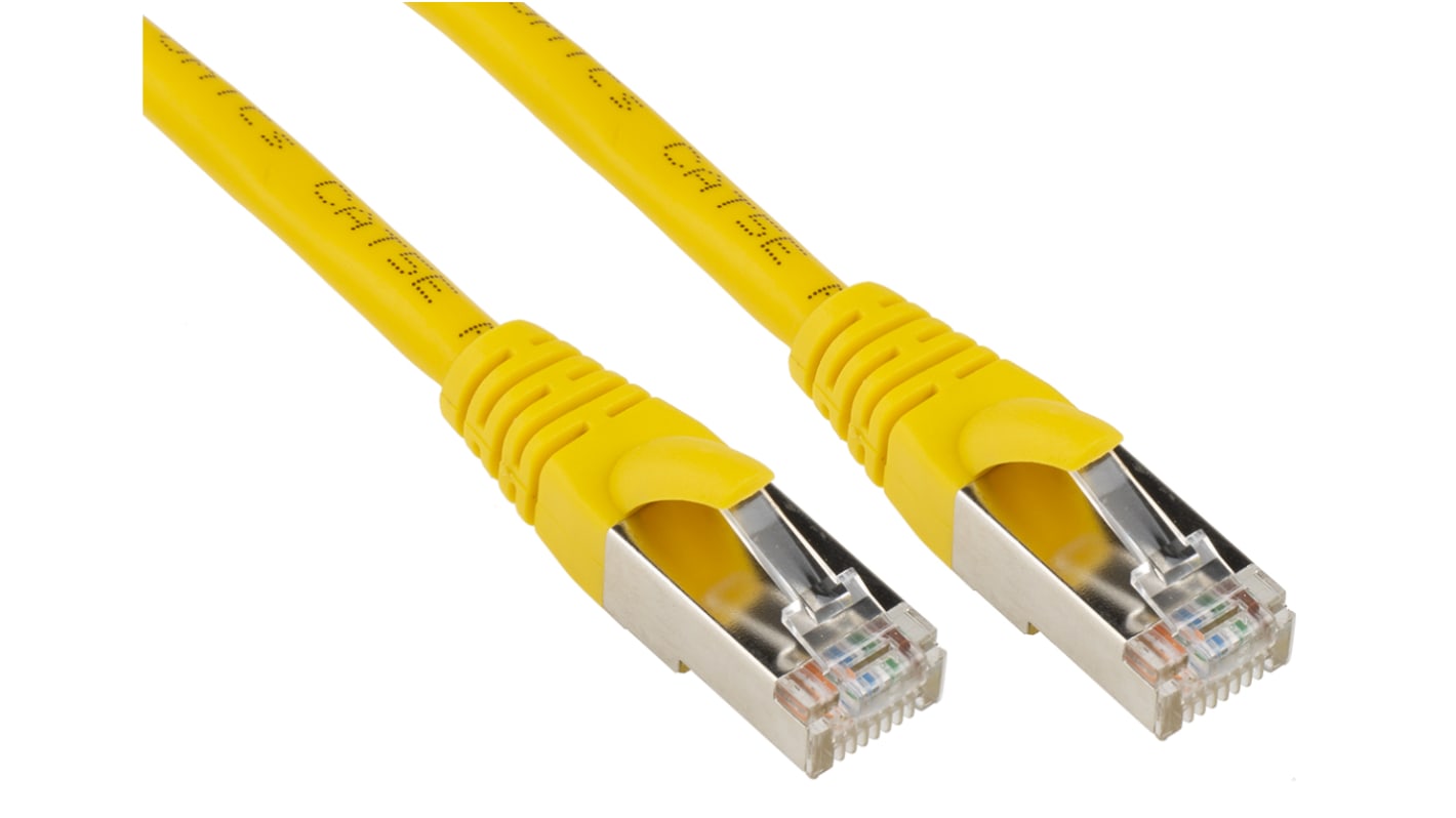 RS PRO, 3m Cat5e, Yellow RJ45 to Male RJ45 Male, F/UTP Shielded, Terminated PVC Sheath