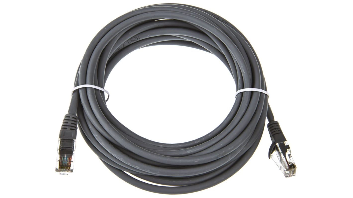 RS PRO, 5m Cat5e, Grey RJ45 to Male RJ45 Male, U/UTP Unshielded, Terminated LSZH Sheath