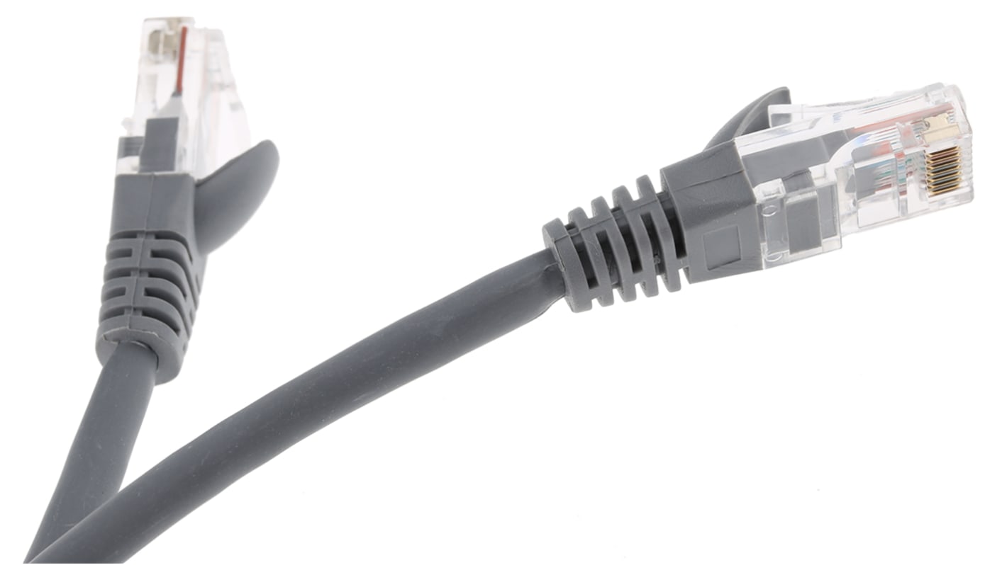 RS PRO, 3m Cat5e, Grey RJ45 to Male RJ45 Male, U/UTP Unshielded, Terminated LSZH Sheath