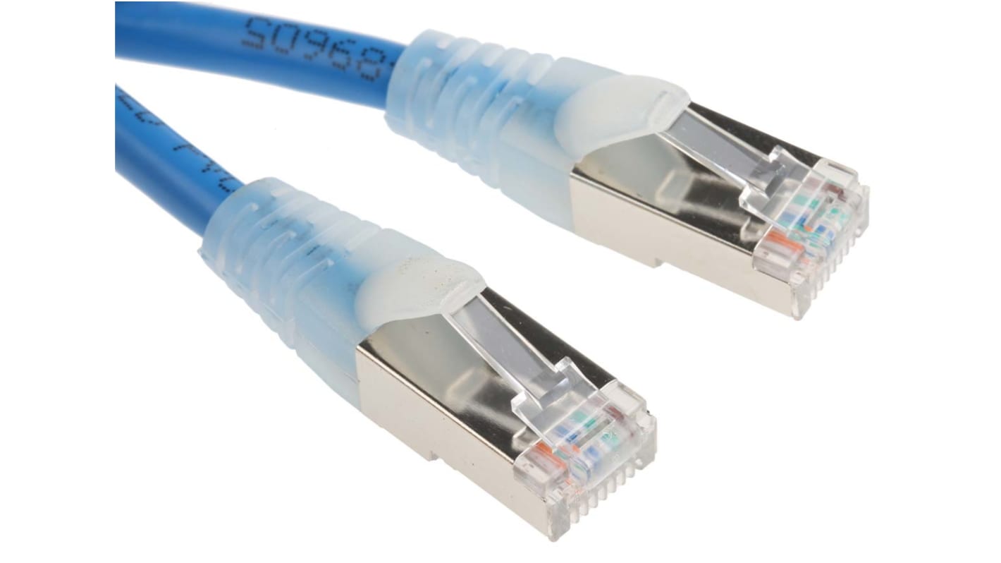 RS PRO, 0.5m Cat5e, Blue RJ45 to Male RJ45 Male, F/UTPShielded, Terminated PVC Sheath