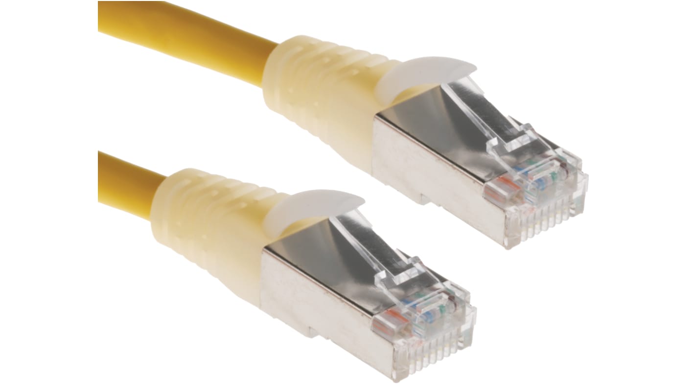 RS PRO Cat5e Male RJ45 to Male RJ45 Ethernet Cable, F/UTP, Yellow PVC Sheath, 5m