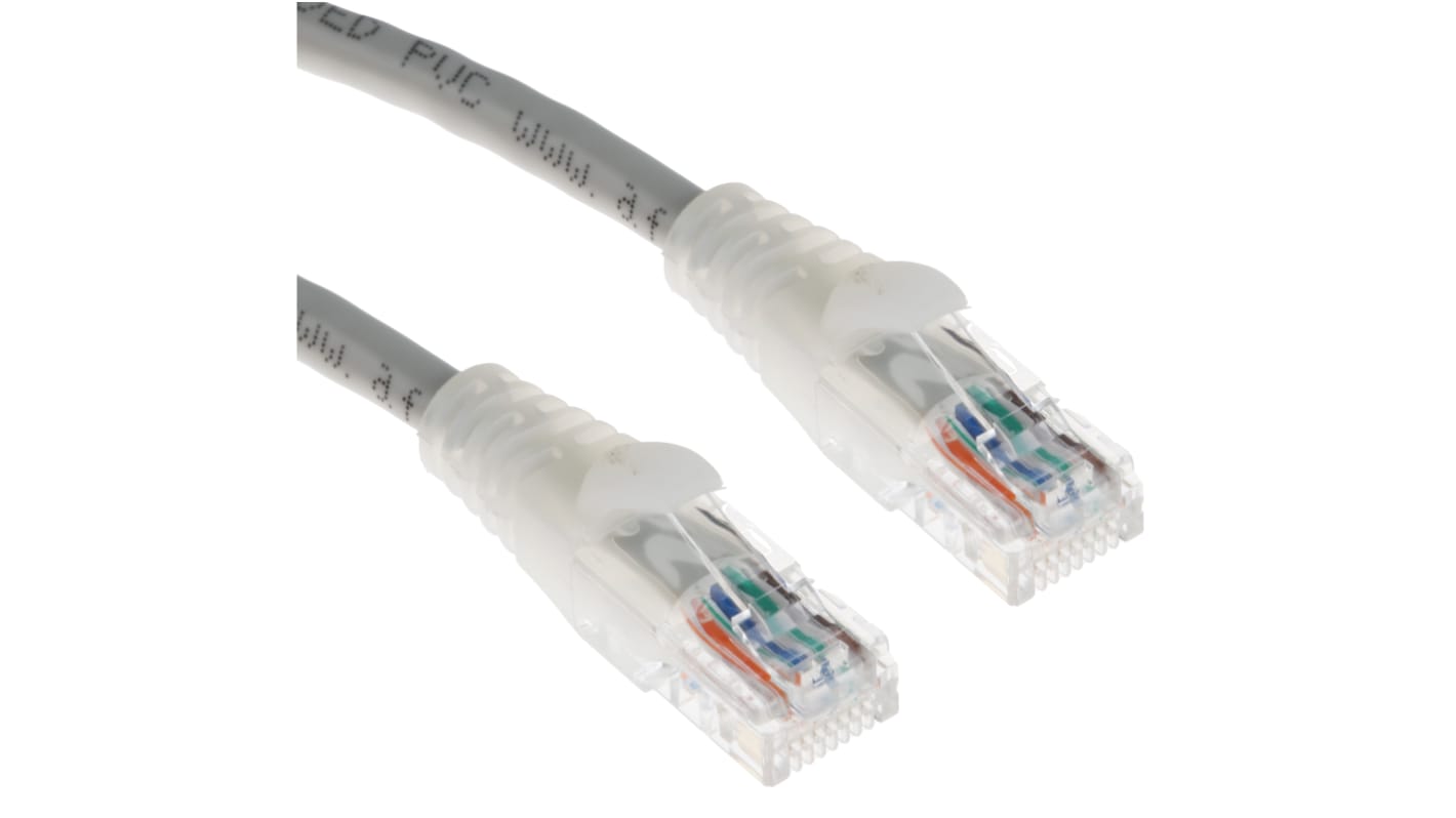 RS PRO, 5m Cat5e, Grey RJ45 to Male RJ45 Male, U/UTP Unshielded, Terminated PVC Sheath