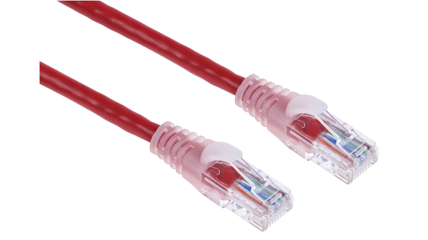 RS PRO, 2m Cat5e, Red RJ45 to Male RJ45 Male, U/UTPUnshielded, Terminated PVC Sheath