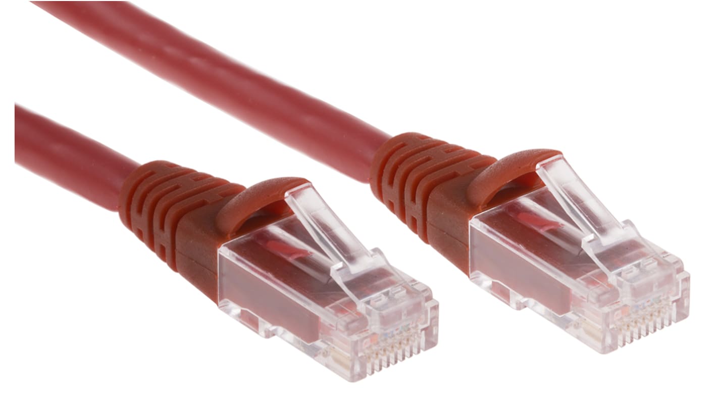 RS PRO, 10m Cat6, Red RJ45 to Male RJ45 Male, U/UTPUnshielded, Terminated LSZH Sheath