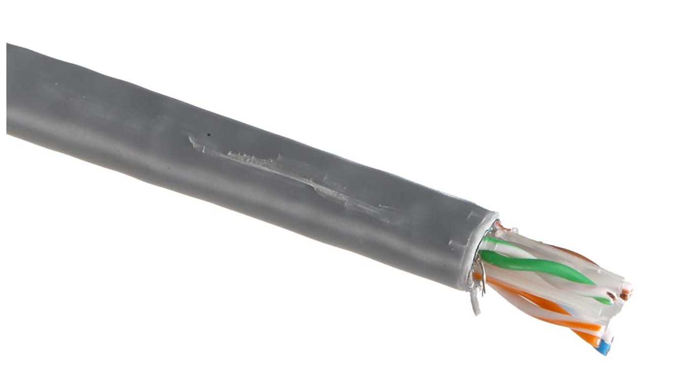 Cable Ethernet Cat6 F/UTP RS PRO de color Gris, long. 305m, funda de PVC