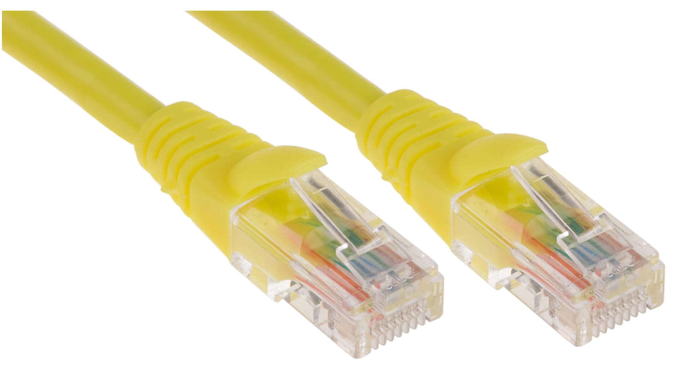 Cable Ethernet Cat5e U/UTP RS PRO de color Amarillo, long. 2m, funda de LSZH