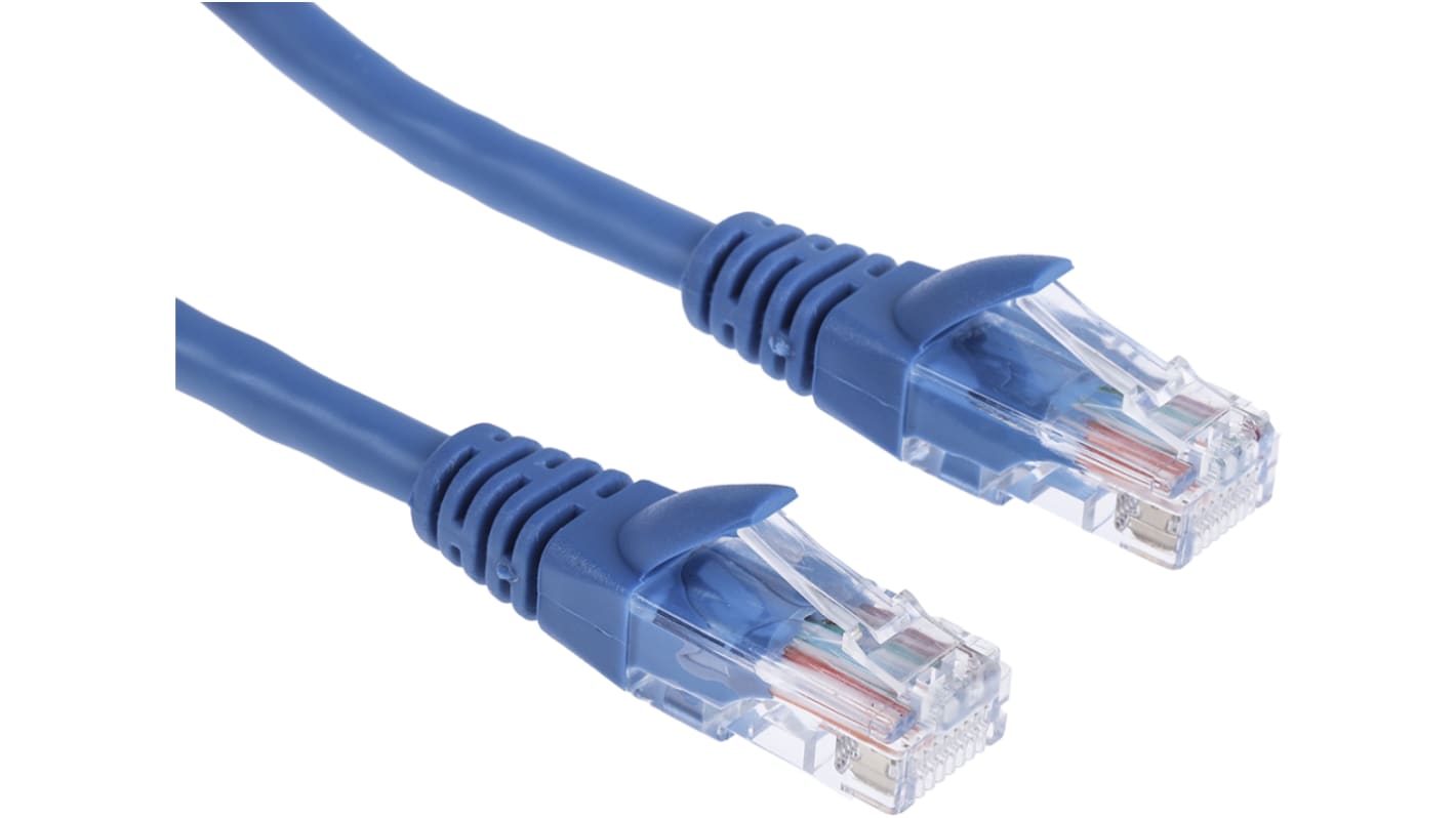 RS PRO, 5m Cat5e, Blue RJ45 to Male RJ45 Male, U/UTP Unshielded, Terminated PVC Sheath