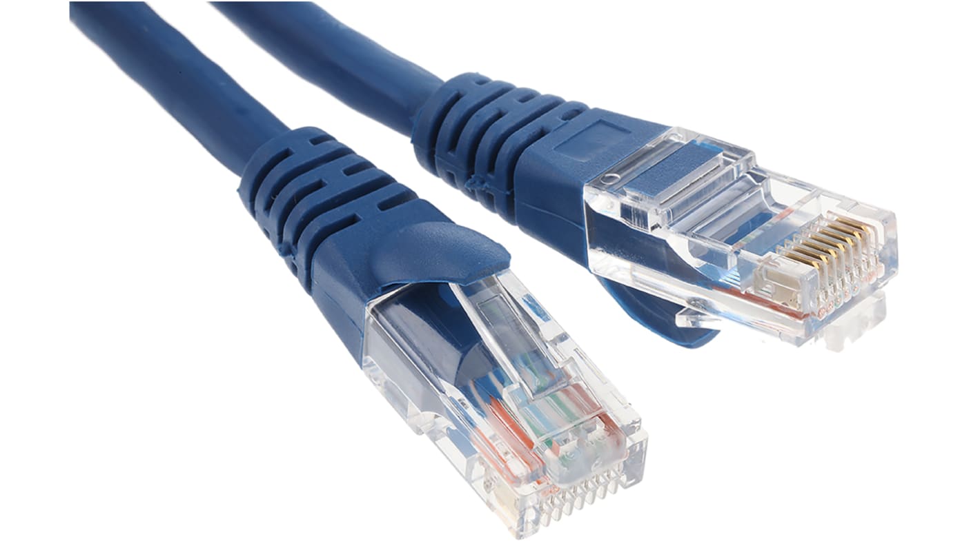 RS PRO, 0.5m Cat5e, Blue RJ45 to Male RJ45 Male, U/UTP Unshielded, Terminated LSZH Sheath
