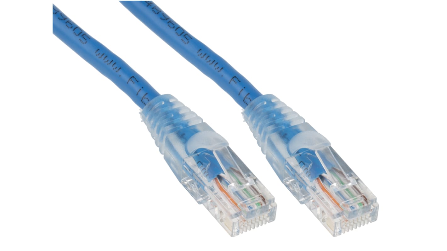 RS PRO, 3m Cat5e, Blue RJ45 to Male RJ45 Male, U/UTP Unshielded, Terminated PVC Sheath