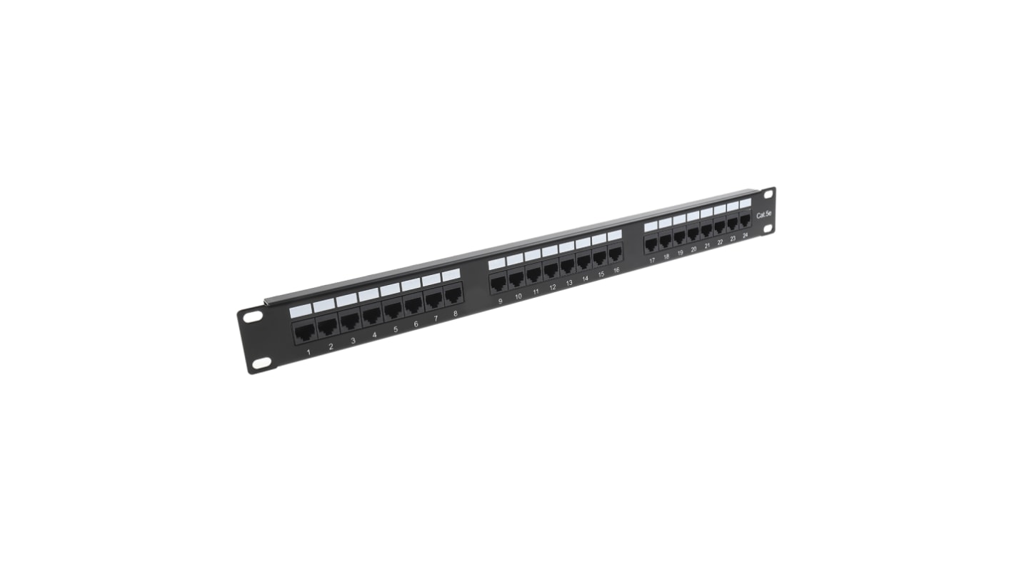 RS PRO Cat5e 24 Port RJ45 RJ Patch Panel UTP 1U Black