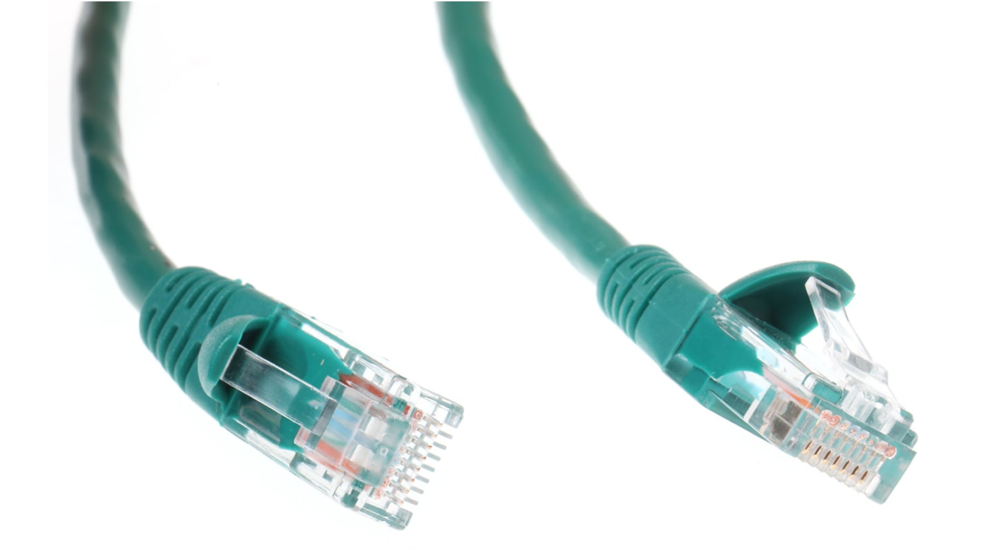 RS PRO, 3m Cat5e, Green RJ45 to Male RJ45 Male, U/UTP Unshielded, Terminated PVC Sheath