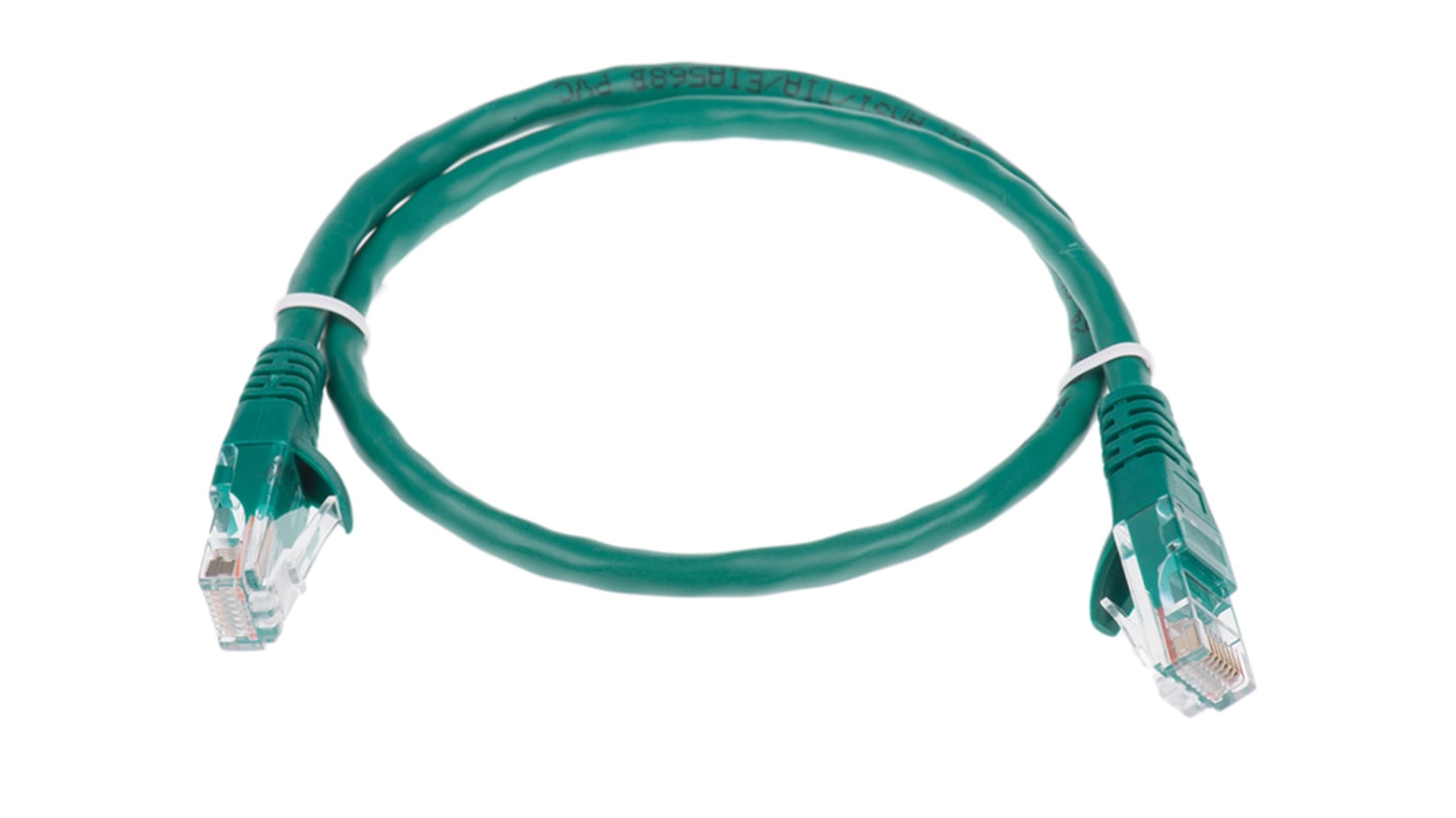 Cable Ethernet Cat5e U/UTP RS PRO de color Verde, long. 0.5m, funda de PVC