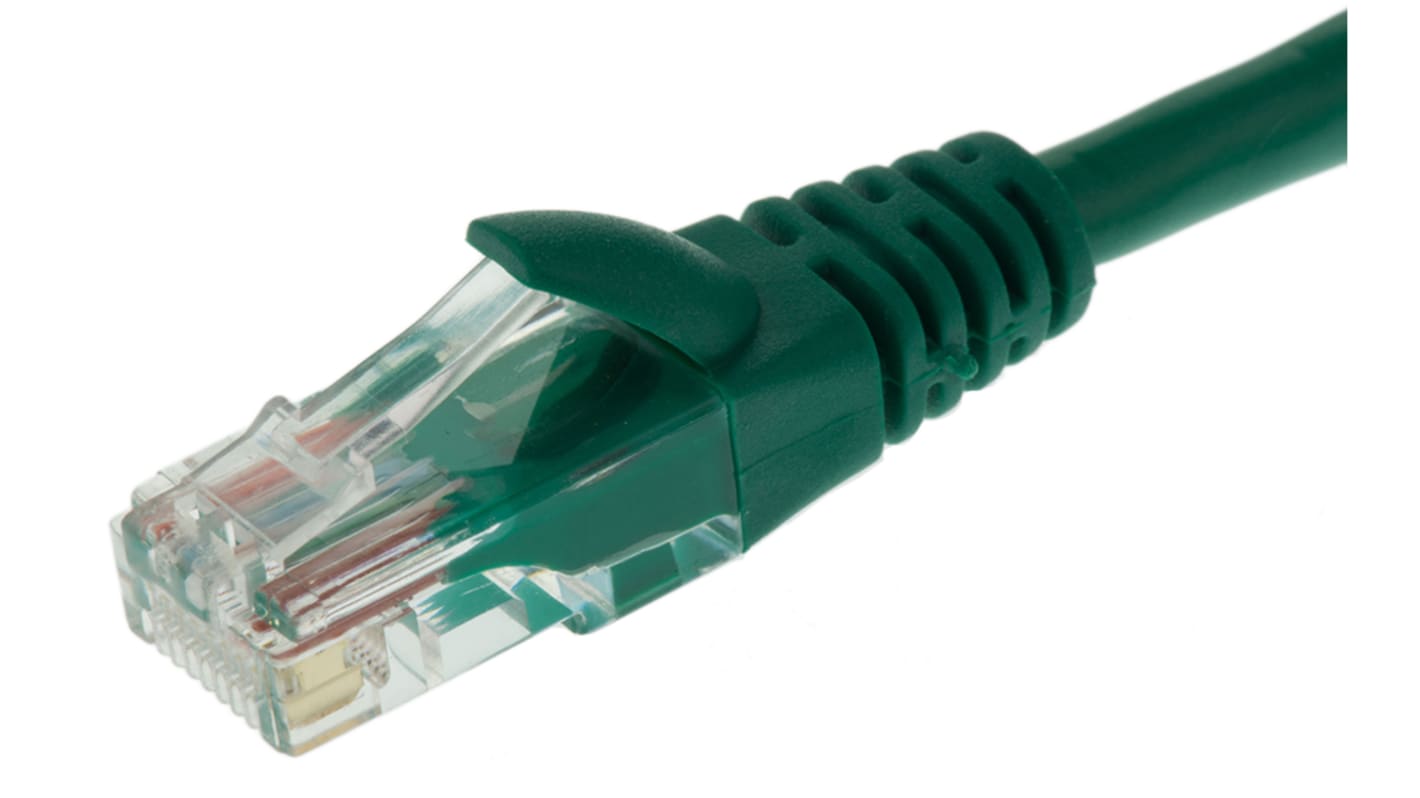 RS PRO, 5m Cat5e, Green RJ45 to Male RJ45 Male, U/UTP Unshielded, Terminated PVC Sheath