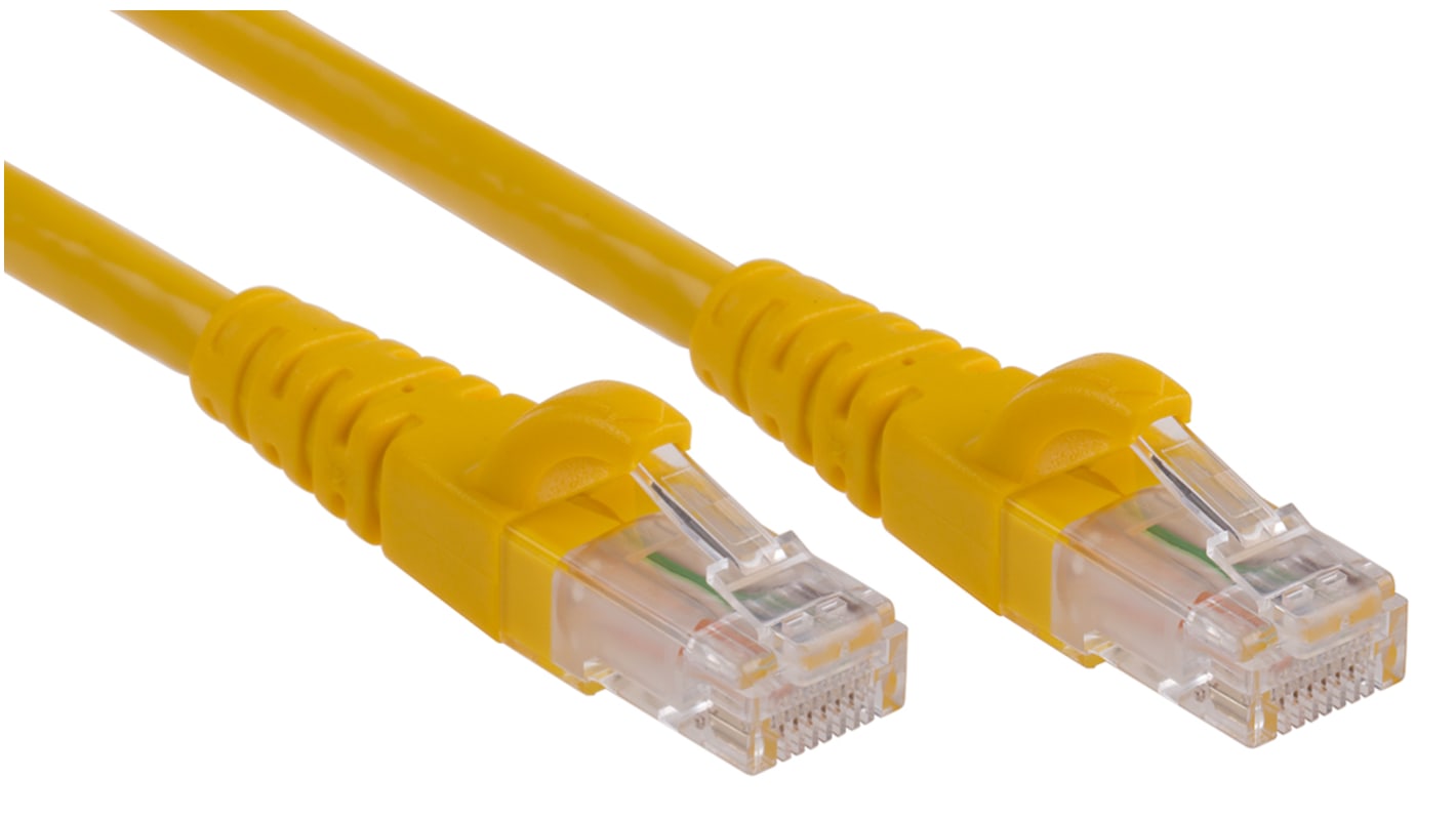 RS PRO Cat6 Male RJ45 to Male RJ45 Ethernet Cable, U/UTP, Yellow PVC Sheath, 5m