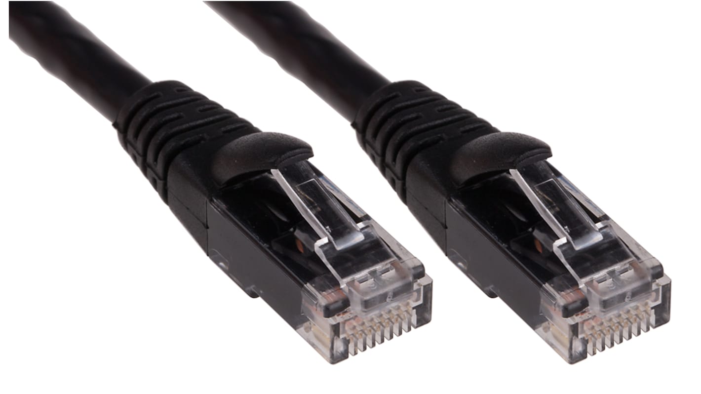 RS PRO, 3m Cat6, Black RJ45 to Male RJ45 Male, U/UTP Unshielded, Terminated PVC Sheath