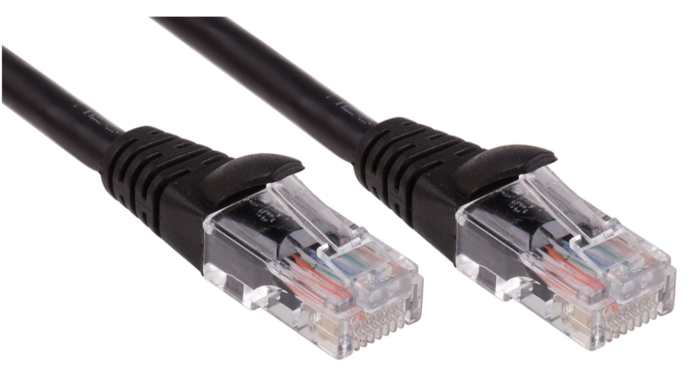Cable Ethernet Cat5e U/UTP RS PRO de color Negro, long. 2m, funda de LSZH