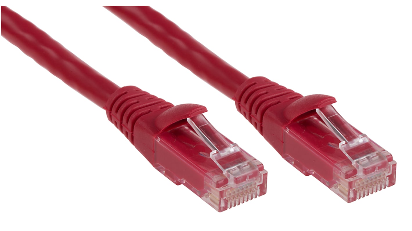 RS PRO, 1m Cat6, Red RJ45 to Male RJ45 Male, U/UTP Unshielded, Terminated PVC Sheath